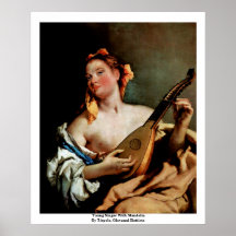 Ung sångare med mandolinen print