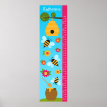 Ungetillväxt kartlägger - bin och blommor affisch