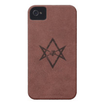 Unicursal HexagramThelemic symbol på rött läder Case-Mate iPhone 4 Skal