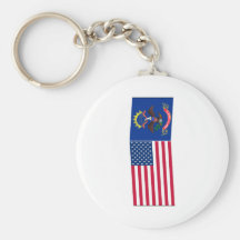 United States & North Dakota flaggor Nyckel Ringar