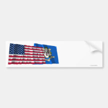 United States och Connecticut som vinkar flaggor Bildekaler