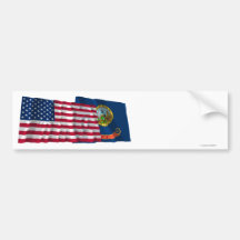 United States och Idaho som vinkar flaggor Bildekaler