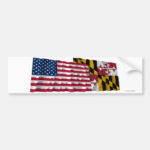 United States och Maryland som vinkar flaggor Bildekaler
