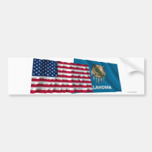 United States och Oklahoma som vinkar flaggor Bildekal