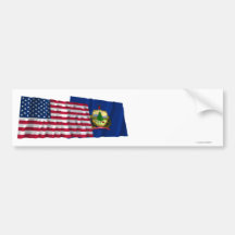 United States och Vermont som vinkar flaggor Bildekaler