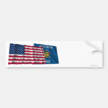 United States och Wisconsin som vinkar flaggor Bildekal