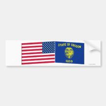 United States & Oregon flaggor Bildekal