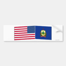 United States & Vermont flaggor Bildekaler