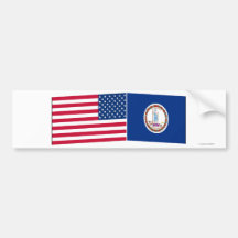 United States & Virginia flaggor Bildekaler