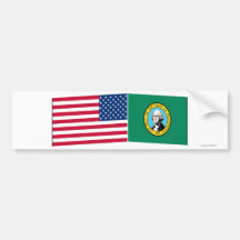 United States & Washington flaggor Bildekal