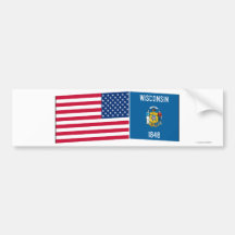 United States & Wisconsin flaggor Bildekaler