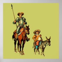 Universitetslärare Quixote och Sancho Panza Affisch