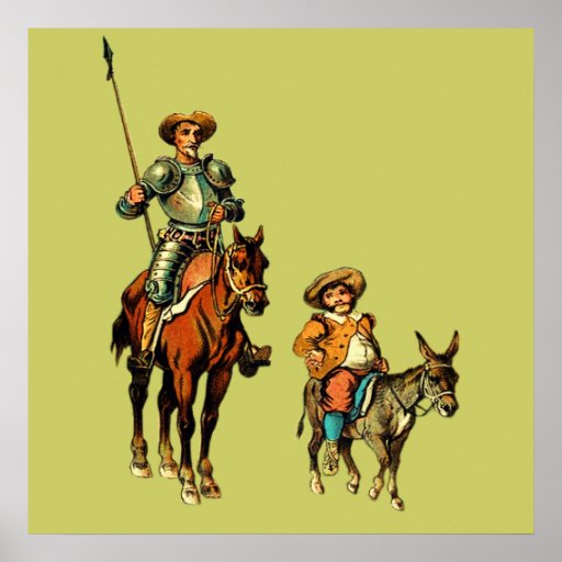Universitetslärare Quixote och Sancho Panza Affisch