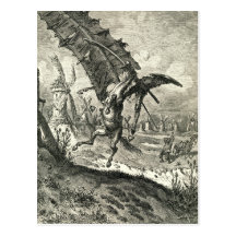 Universitetslärare Quixote och windmillsna Vykort
