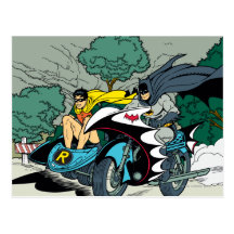 Uppassare och Robin i Batcycle Vykort