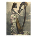 Ursnygga inbjudningar för vintagekvinnaHarpist
