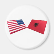 Us- & Albanien flaggor Kylskåpmagneter