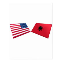 Us- & Albanien flaggor Vykort