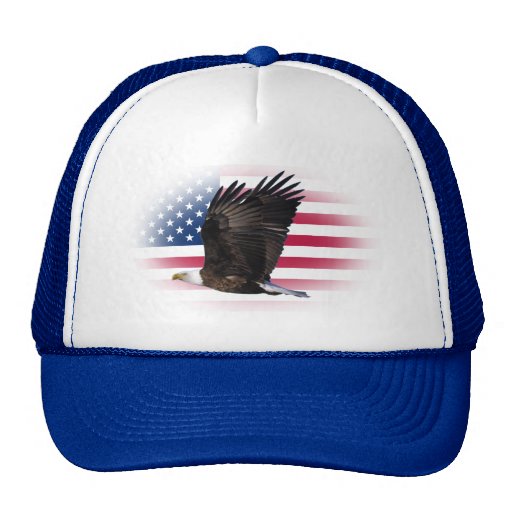 Us-flagga med örntruckerkepsen