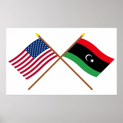 US och Libyen korsad flaggor Affischer