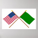 US och Libyen korsad flaggor Print