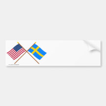 US och sverige korsad flaggor Bildekal
