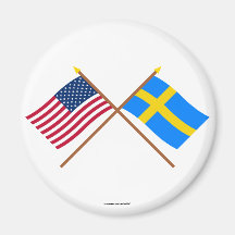 US och sverige korsad flaggor Magneter