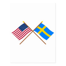 US och sverige korsad flaggor Vykort
