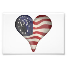 USA 1776 flagga i en hjärta Fotontryck
