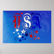USA--2-nstjärnor YardSign Posters