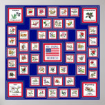 USA 50 STATLIGA BLOMMOR BLUE/558 AFFISCH