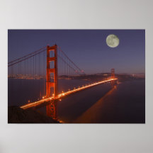 USA Kalifornien, Marin. Moonrise ovanför Posters