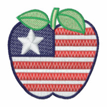 USA patriotiska äpple broderade kvinna t-skjorta