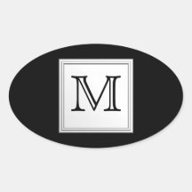 Utskrivaven beställnings- Monogram. Svart och blek Ovala Klistermärken