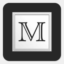 Utskrivaven beställnings- Monogram. Svart och blek Fyrkantiga Klistermärken
