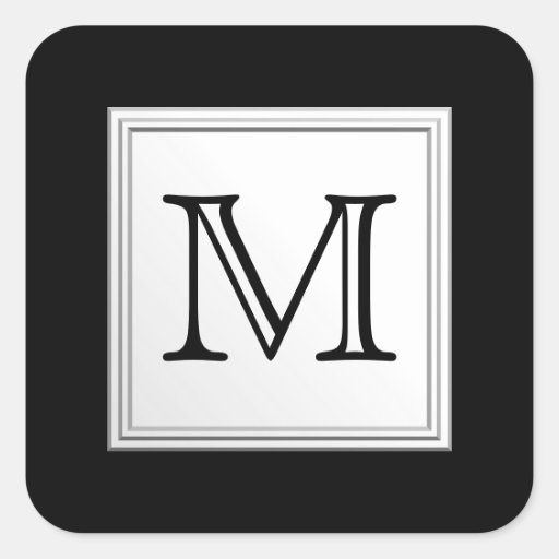 Utskrivaven beställnings- Monogram. Svart och blek Fyrkantiga Klistermärken