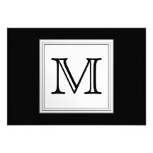 Utskrivaven beställnings- Monogram. Svart och blek Inbjudan