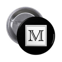 Utskrivaven beställnings- Monogram. Svart och blek Knappar Med Nål