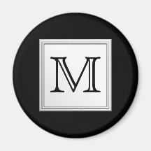 Utskrivaven beställnings- Monogram. Svart och blek Kylskåpmagneter