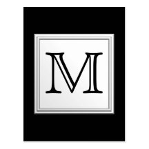Utskrivaven beställnings- Monogram. Svart och blek Vykort