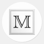 Utskrivaven beställnings- Monogram. Svart och Whit Klistermärke