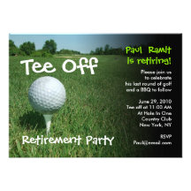 Utslagsplats av inbjudan för Golfpensionparty