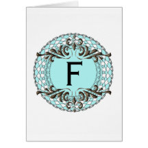 Utsmyckad anpassningsbar Notecard för Monogrambrev Kort