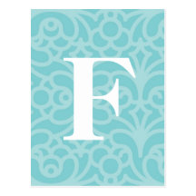 Utsmyckad blom- Monogram - brev F Vykort