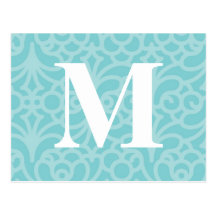 Utsmyckad blom- Monogram - brev M Vykort