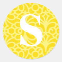 Utsmyckad blom- Monogram - brev S Rund Klistermärke