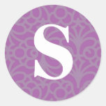 Utsmyckad blom- Monogram - brev S Runda Klistermärken