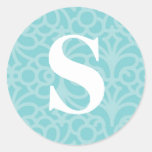 Utsmyckad blom- Monogram - brev S Runda Klistermärken