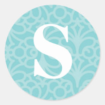 Utsmyckad blom- Monogram - brev S Runda Klistermärken