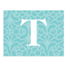 Utsmyckad blom- Monogram - brev T Vykort